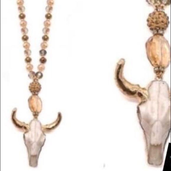 Beaded Necklace with Long Horn Pendant - Picture 3 of 3